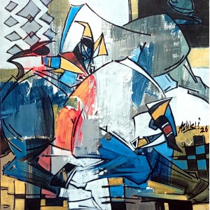 Ashkal, 18 x 18 Inch, Acrylic on Canvas, Figurative Painting, AC-ASH-335 Ashkal, 18 x 18 Inch, Acrylic on Canvas, Figurative Painting, AC-ASH-335